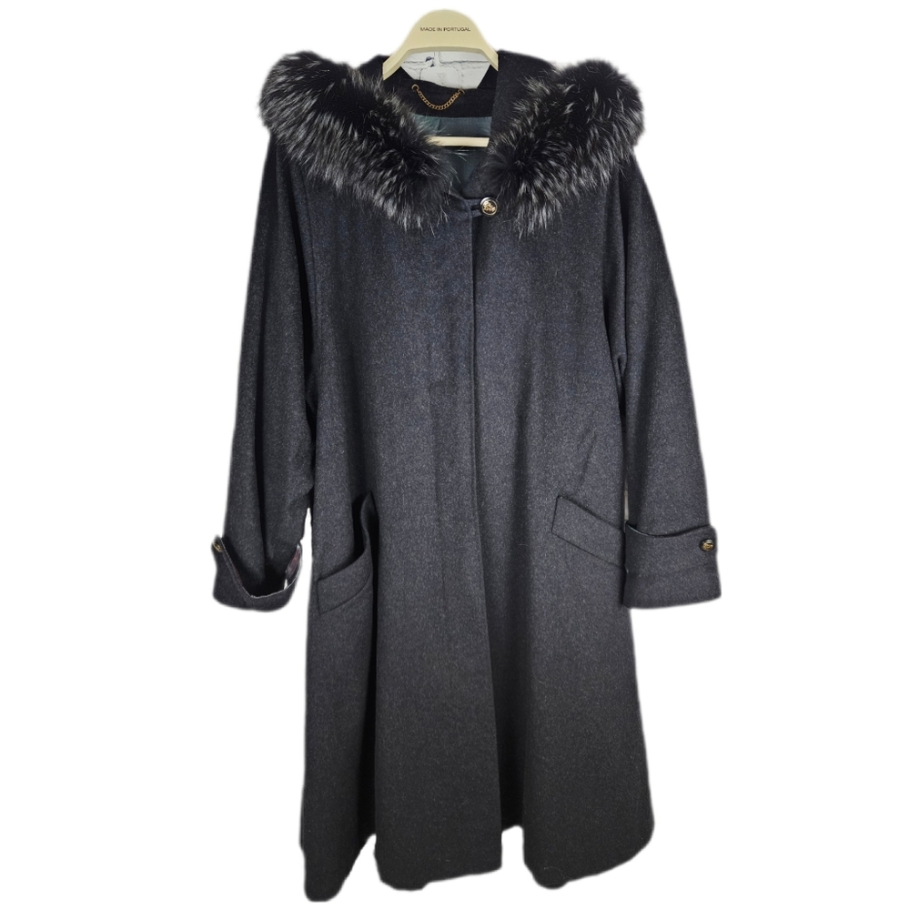 BAUER | Edelhaar Loden vintage felted wool blend & fur A-line long length coat
